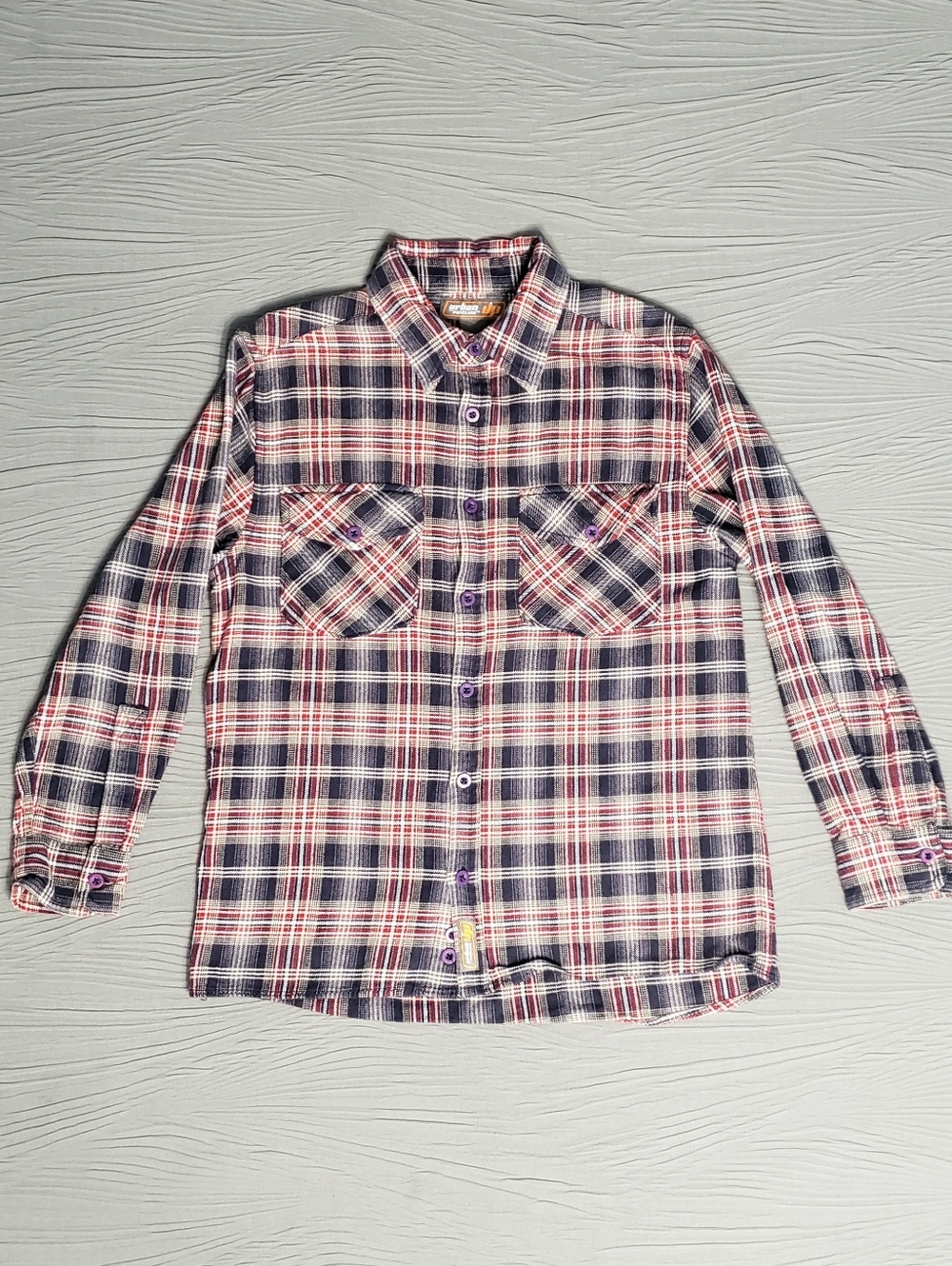 URBAN PIPELINE UP Men's Plaid Cotton 2-Pocket BD LS Flannel Shirt (L) Red/Blue
